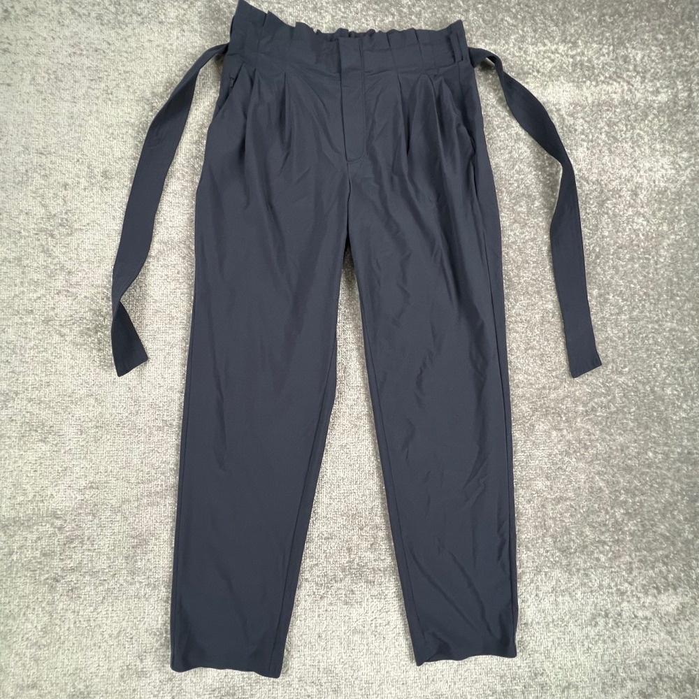 Athleta Skyline Pant II Navy Blue Paperbag Waist Tapered Leg Trousers Size 4